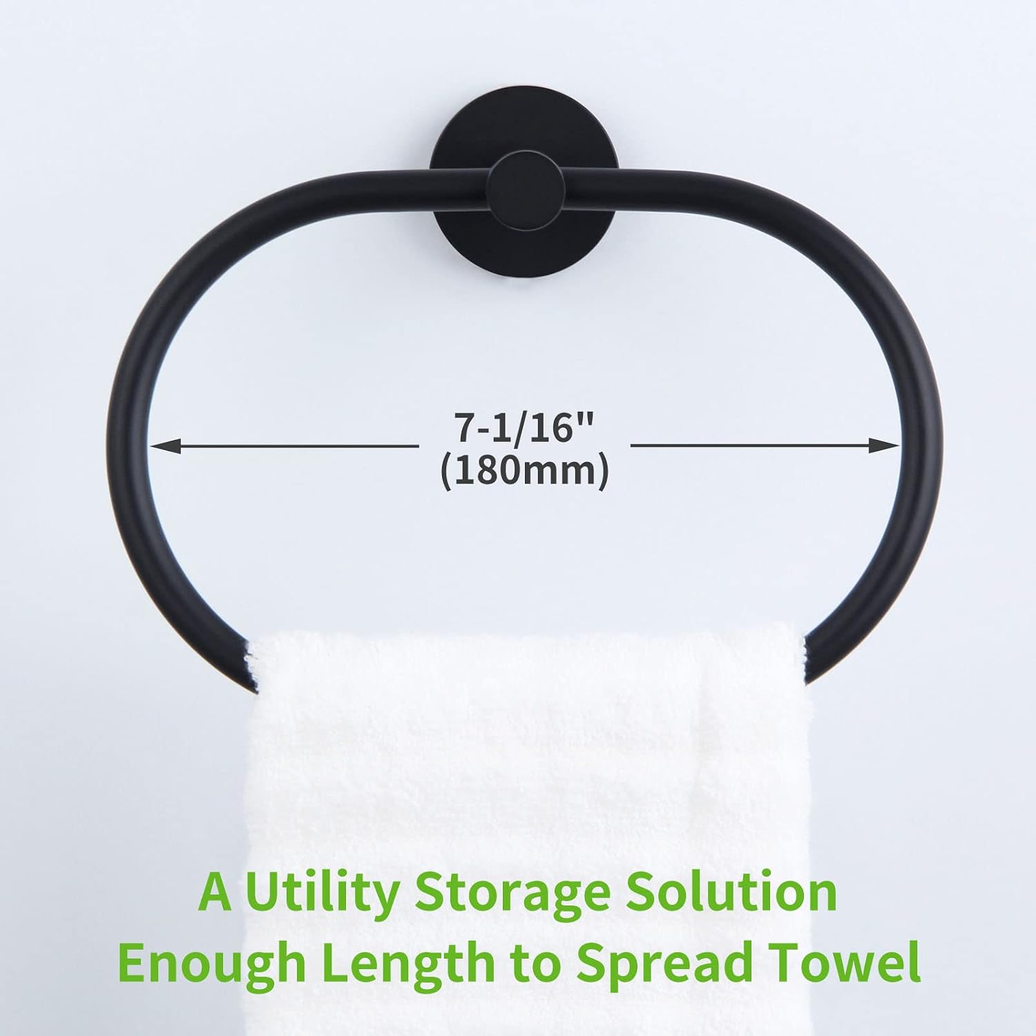 Towel Ring Matte Black, Angle Simple Stainless Steel Hand Towel Holder, Bathroom Face Towel Rack Wall Mounted