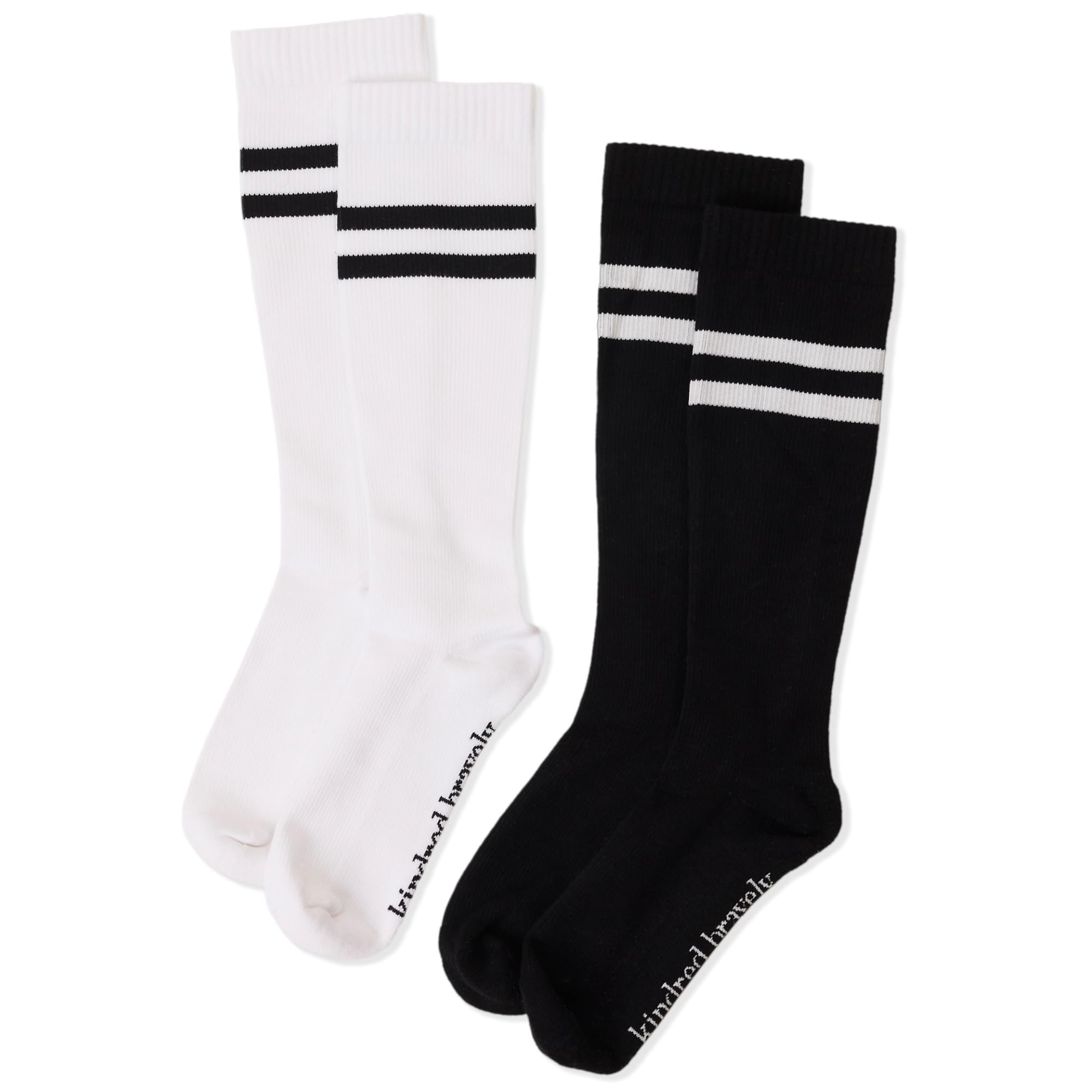 Kindred Bravely Compression Socks 2-Pack | Graduated Compression Socks for Circulation Pregnancy Travel (Black & White, Small)
