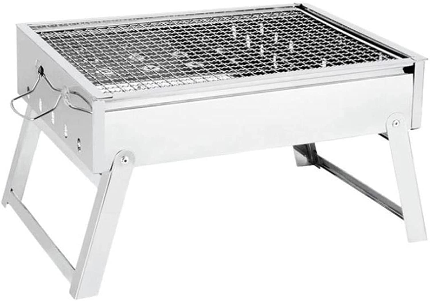 Grille Na Węgiel Drzewny Ze Stali Nierdzewnej, Turystyczne, Kempingowe, Grill Na Węgiel Drzewny Do Grillowania Na Świeżym Powietrzu, Srebrny Grill Piknikowy Na Węgiel Drzewny Do Grillowania