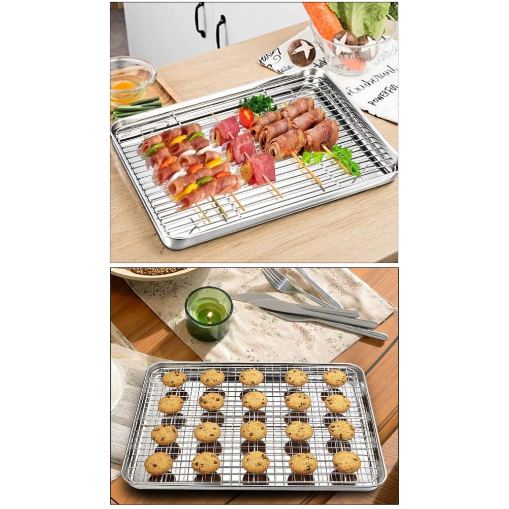 Griglia di raffreddamento per barbecue da griglia in acciaio inox, griglia in filo metallico per cucinare, arrostire, asciugare e grigliare (48 x 32 cm)