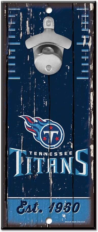 WinCraft NFL Tennessee Titans Bottle Opener5x11 Wood Sign Bottle Opener, Team Colors, 5"x11"