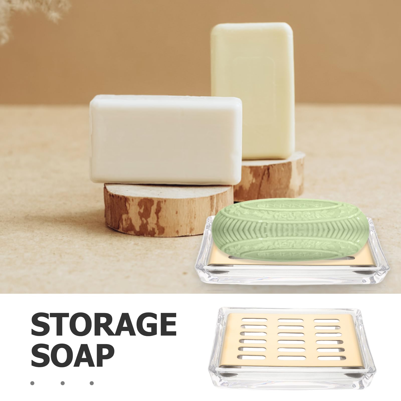 WOONEKY Jabonera: Jabonera autodrenante - Bandeja de fregado Rectangular de Vidrio Transparente de Doble Capa para baño, Ducha, Fregadero de Cocina y encimera.
