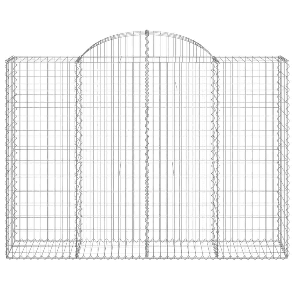 Gaviones con arco alto, 3 unidades, 200 x 50 x 140/160 cm, hierro galvanizado, para barreras de jardín y protección visual como pared decorativa de gaviones de alambre robusto