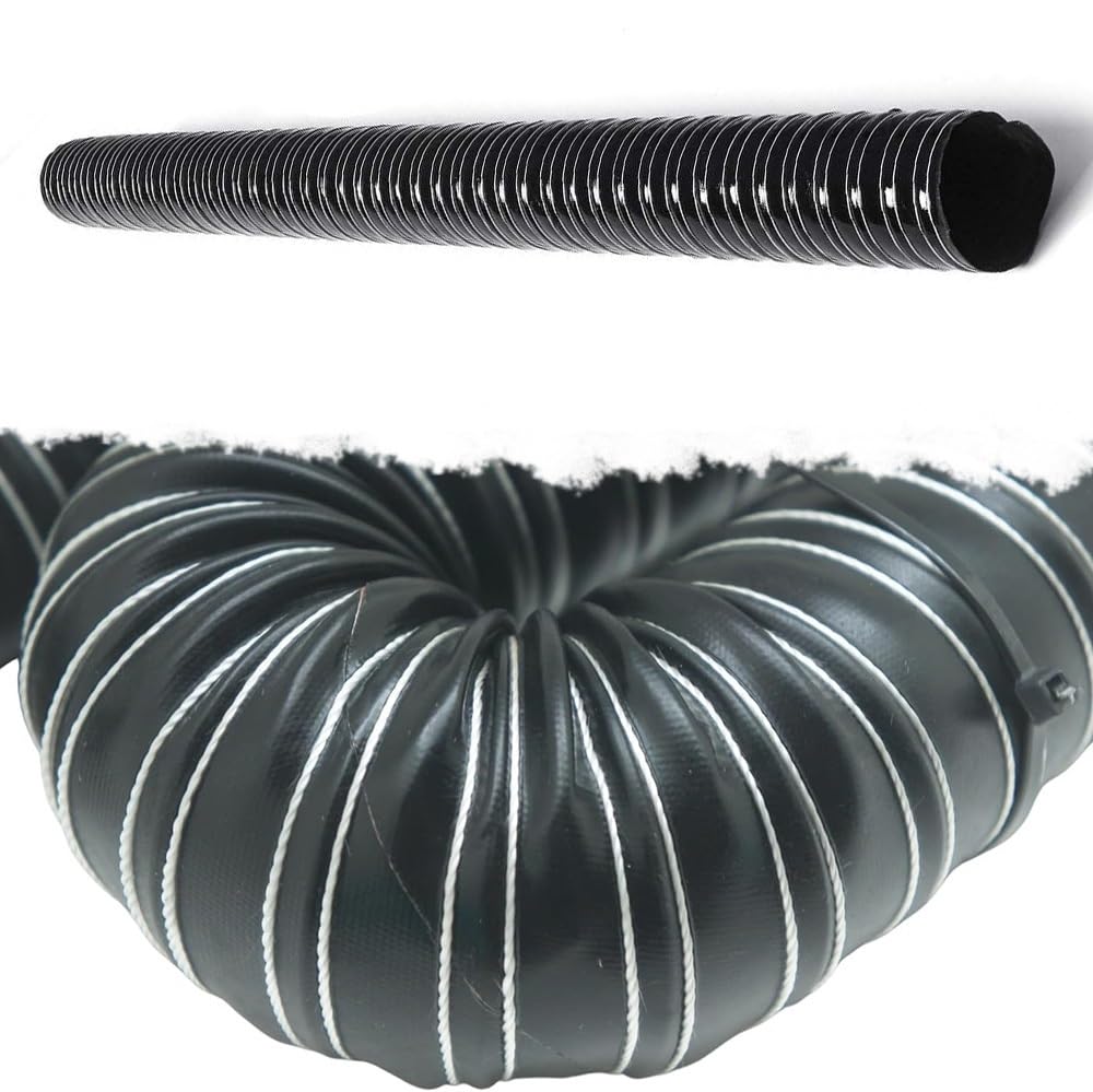 Tubo flessibile ad alta temperatura, 6 m, nero, 76 mm, tubo di sfiato per sistemi di ventilazione, resistente al calore, perfetto per applicazioni HVAC