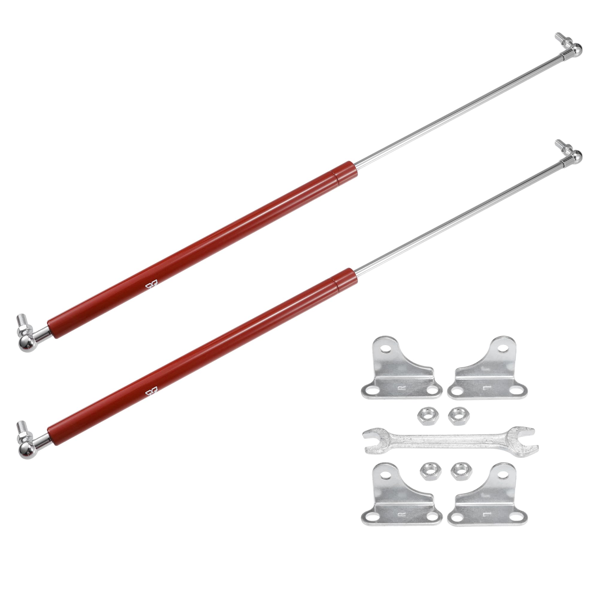 X AUTOHAUX 2 Pièces 25 Pouces 67 Lb/298N Vérins À Gaz De Soutien De Levage Rouge Avec Clé Universelle Pour Camping-Car, Voiture, Camion, Bateau