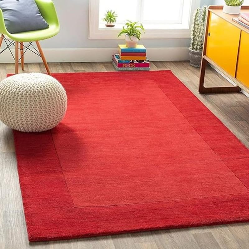 Modern Super Soft Collection Embosed Handmade Tufted Woollen Geometrical Plain Carpet for Living Room Bedroom & Hall Size 3 feet by 5 feet