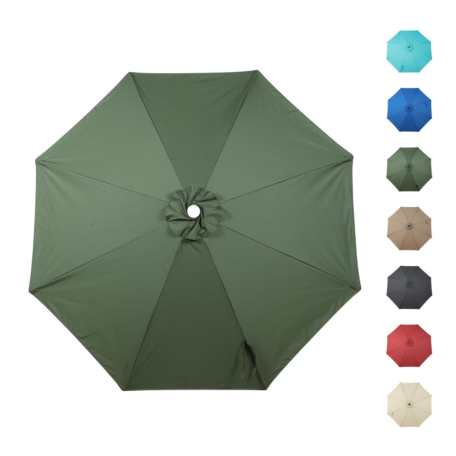 COWVIE 3m Market Umbrella Canopy Replacement for 8 Ribs Patio Umbrella, Outdoor Table Parasol Replacement for Yard, Canopy Only