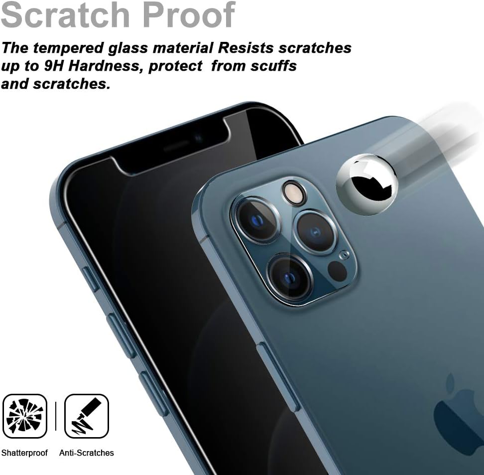 TAURI [2+2 Pack Compatible with iPhone 12 Pro Max Privacy Screen Protector 6.7 inch 2 Pack and Camera Lens Protector 2 Pack, Anti Spy Tempered Glass Easy Installation Frame Bubble Free