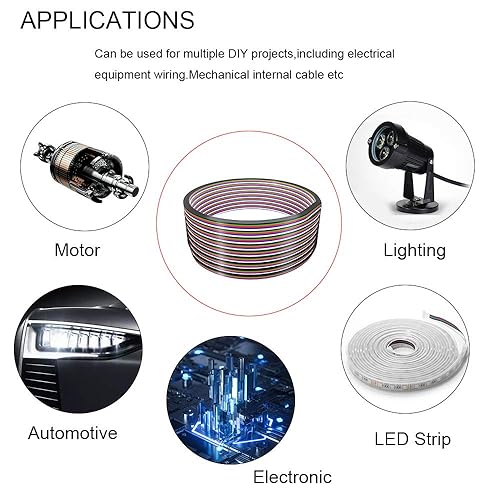 Miniatura 8 de BTF-LIGHTING Cable de extensión de 5 pines 22AWG con certificación UL, 32.8 pies32.8 ft de bajo voltaje de 5 conductores LED de tira de cable para