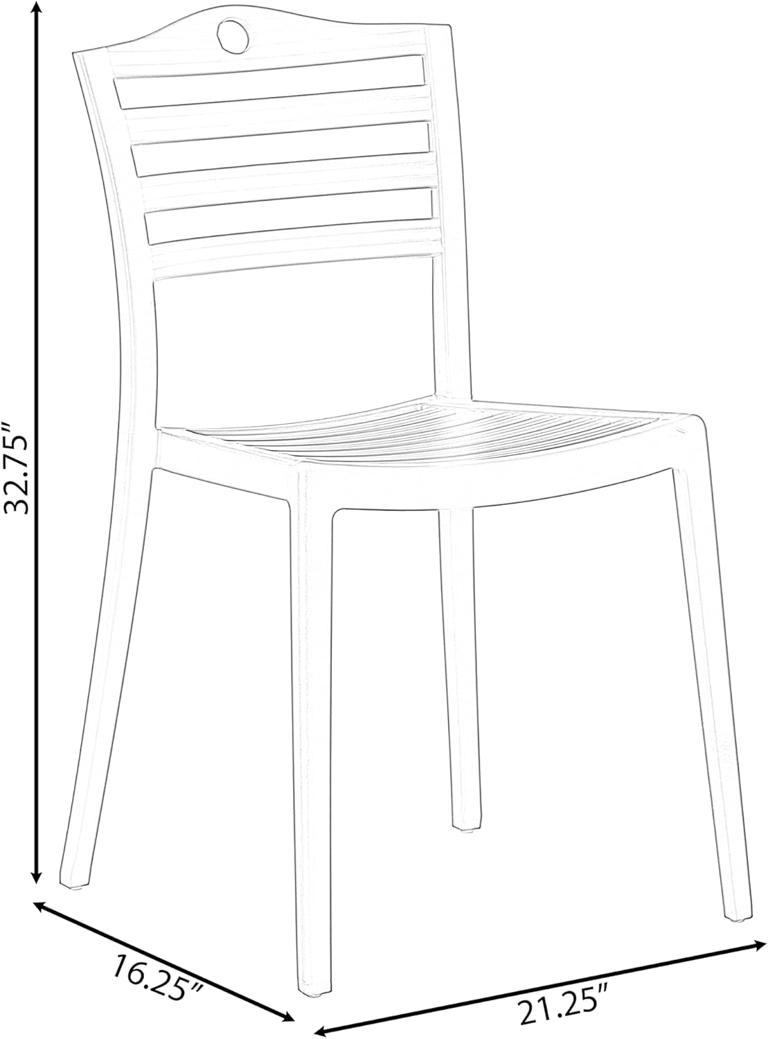 Fabulaxe Stackable Modern Plastic Indoor and Outdoor Dining Chair with Ladderback Design for All Weather Use, Red