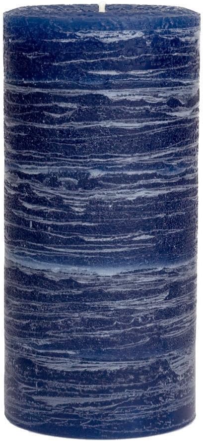 Nordic Candle - Rustic Pillar Candle - 3x6 Inch Navy Blue - Unscented