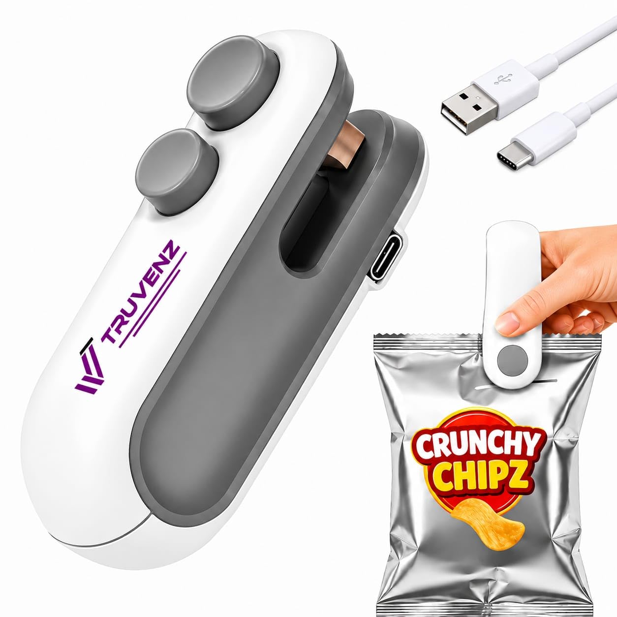 Portable Mini Sealing Machine, Handheld Packet Sealer for Food, Snacks, Chips, Fresh Storage, Plastic Bags Sealing Machine, Type C Charging Vaccum Sealers (White)-image-44