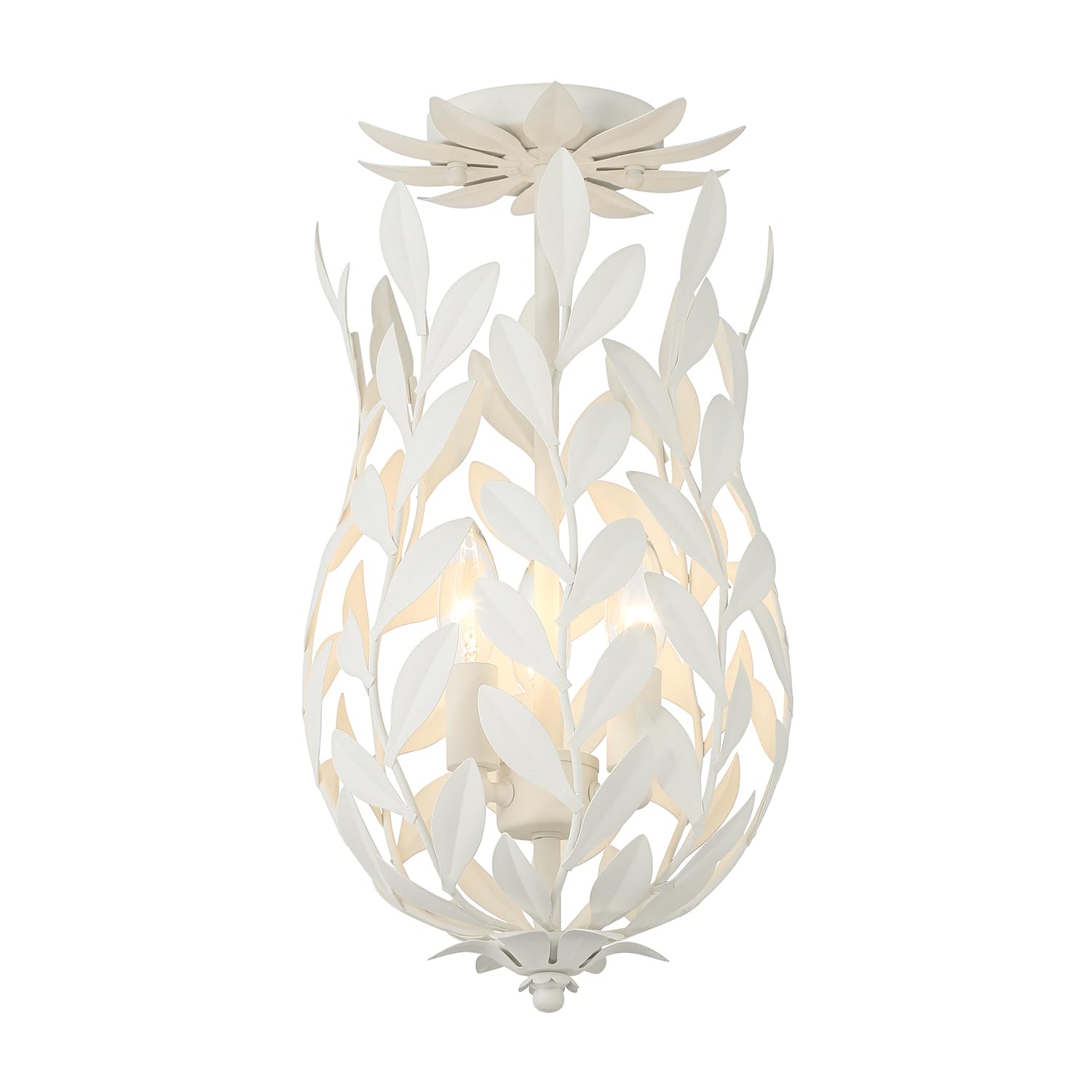 Crystorama Broche 3 Light Matte White Semi Flush Mount