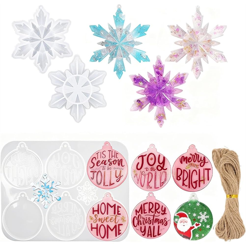 Vjsujehgy Home Decoration Christmas Tree Pendant Resin Molds 5pcs Silicone,Coaster Mold with Hole for Epoxy Resin