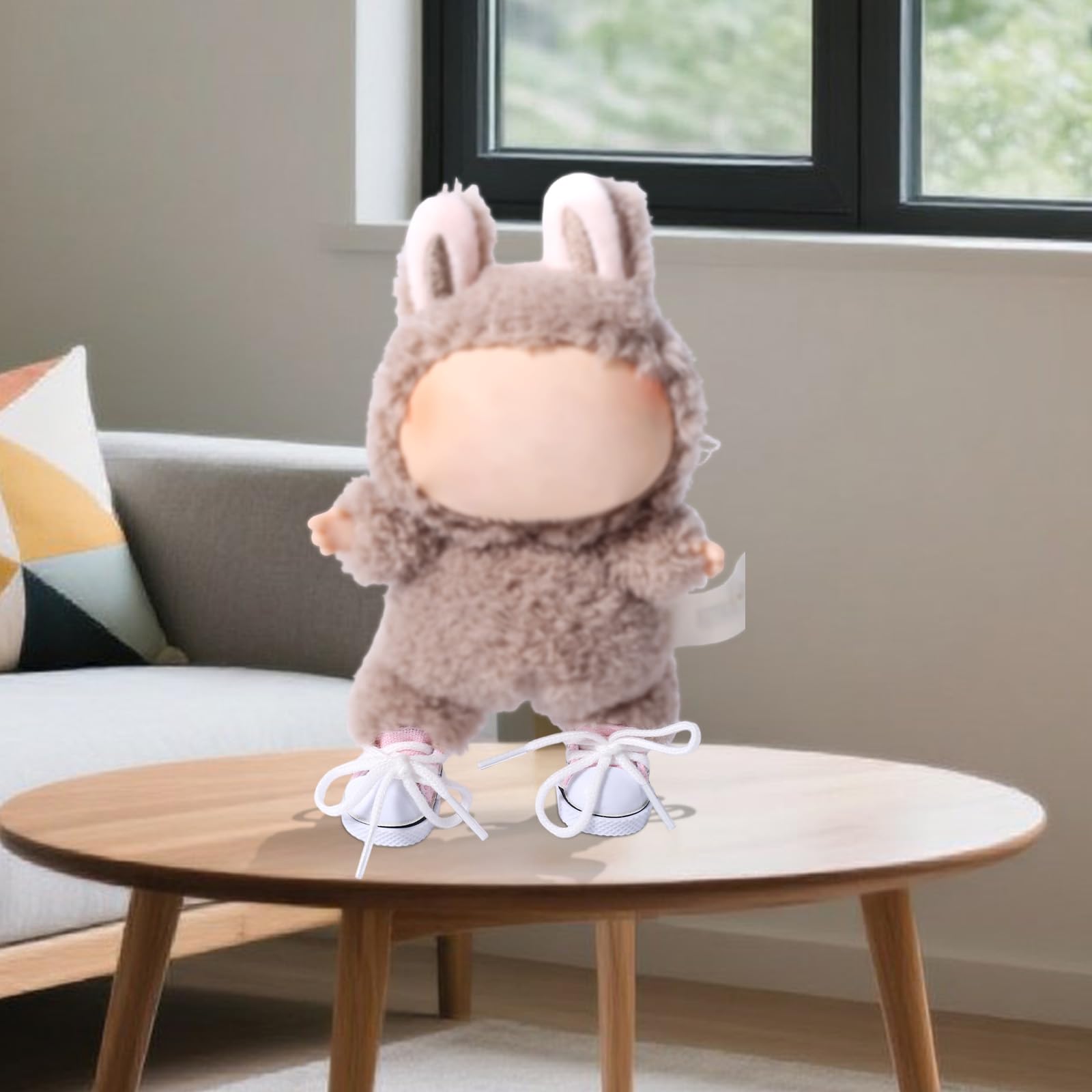 Mikovivi Scarpe di Tela per Bambole, Mini Scarpe Casual Kawaii Carine Accessori Vestiti di Giocattolo Peluche alla Moda per Bambole da 15 cm e 17 cm (Rosa)