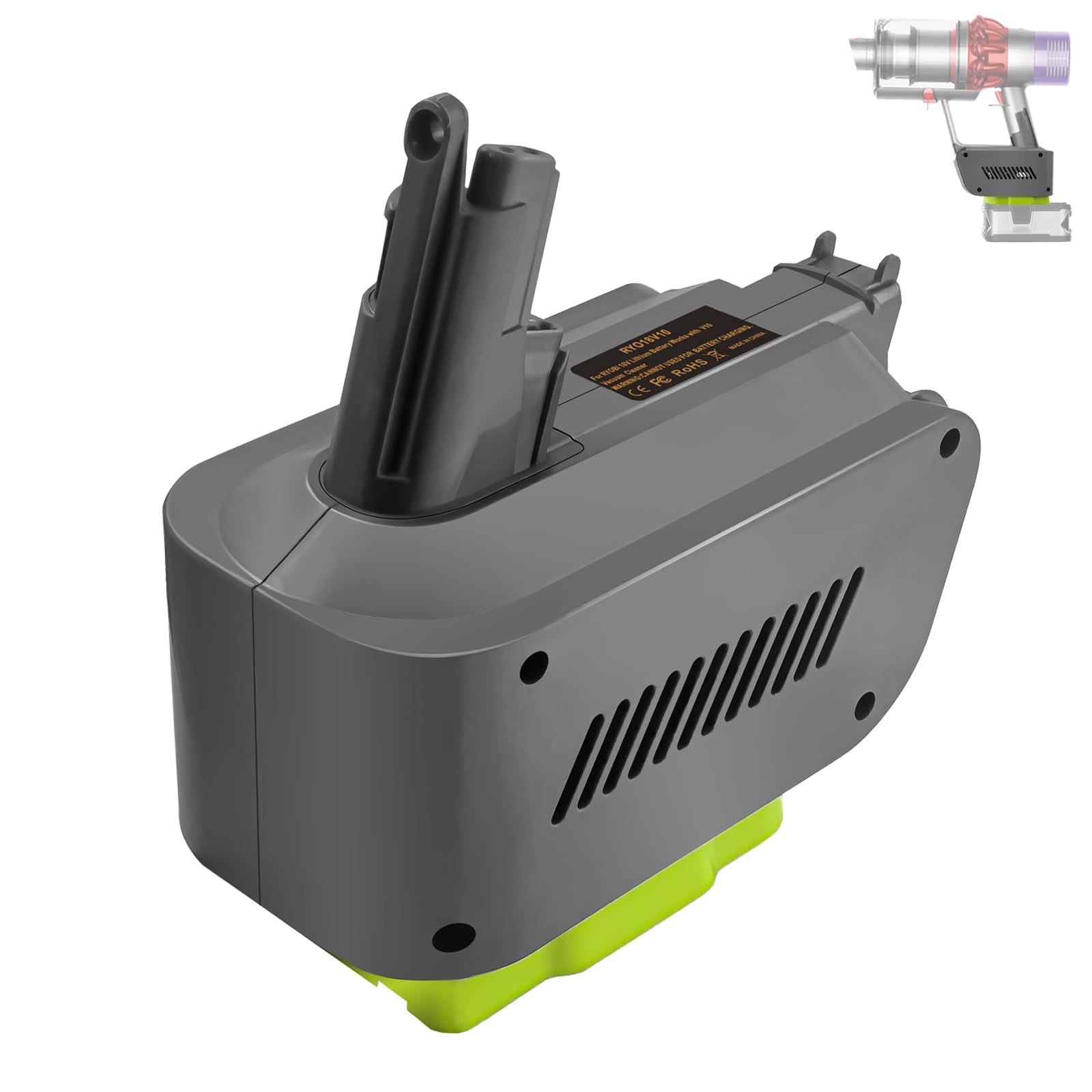 Photo 1 of BTRUI V10 Adapter for Ryobi 18V Battery Convert to for Dyson V10 SV12 Animal Absolute Motorhead Fluffy Total Cordless Stick Vacuum Cleaner (only Adapter)