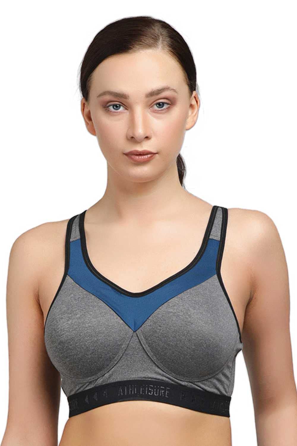 Lovable Sports Women Girls Non-Wired Padded Full Covrage Milange Bra in Light Grey Color -Advaita Tech