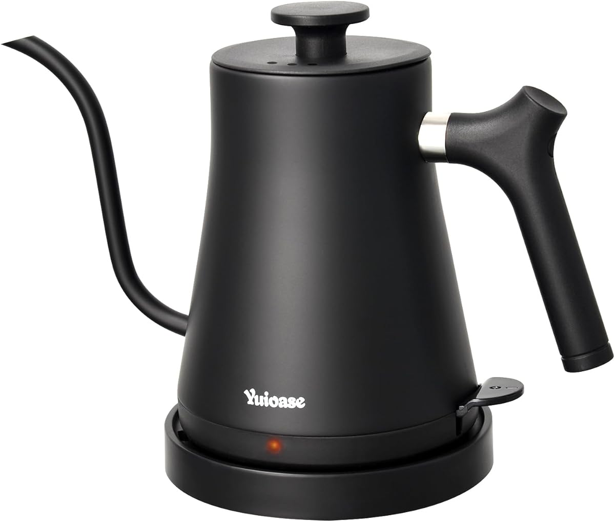 Electric Gooseneck Kettle, 304 Stainless Steel Coffee Kettle, Auto Shutoff Anti-dry Protection, Classic Pour-over Coffee & Tea,Matte Black 1.0L-1200W Fast Boiling Water Boiler by YUIOASE