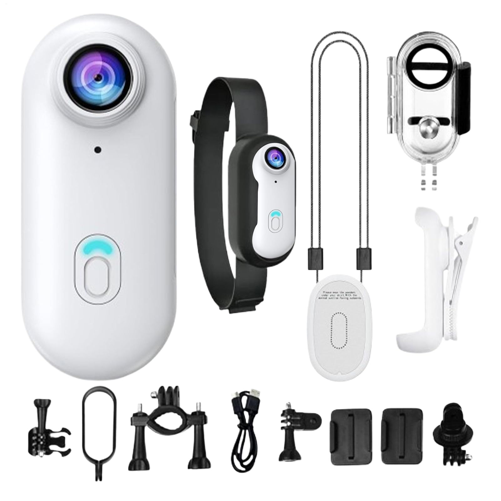 Thumb Fotocamera D'Azione Indossabile Portatile Impermeabile | Fotocamera Personale Per Moto, Bicicletta, Ciclismo, Corsa, Palestra, Escursionismo, Viaggi All'Aperto, Vlogging E Animali
