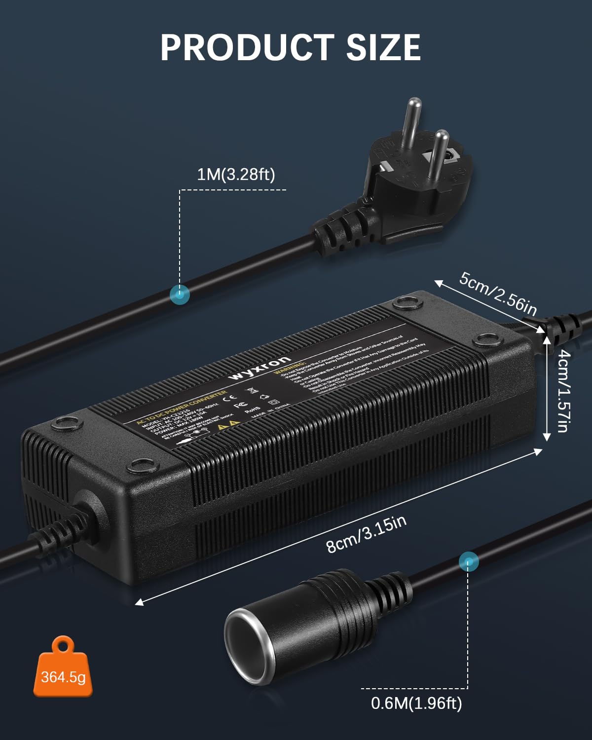 Spannungswandler 230v auf 12v, Kfz Netzadapter 12V 15A Netzteil 180W Max Wechselrichter Adapter Zigarettenanzünder Steckdose, für Kühlbox/Autoausrüstung