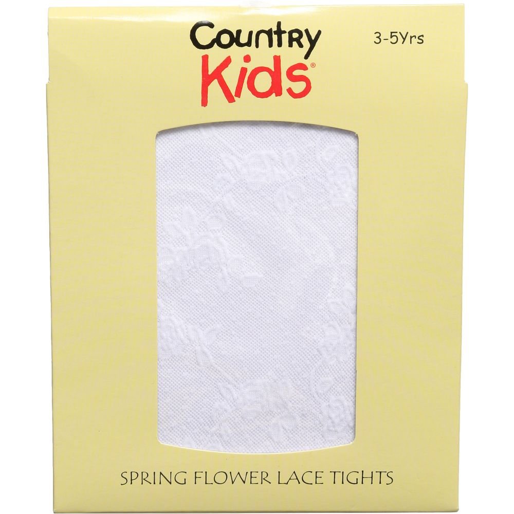 Country Kids White Spring Flower Lace Tights - 12-24 Months