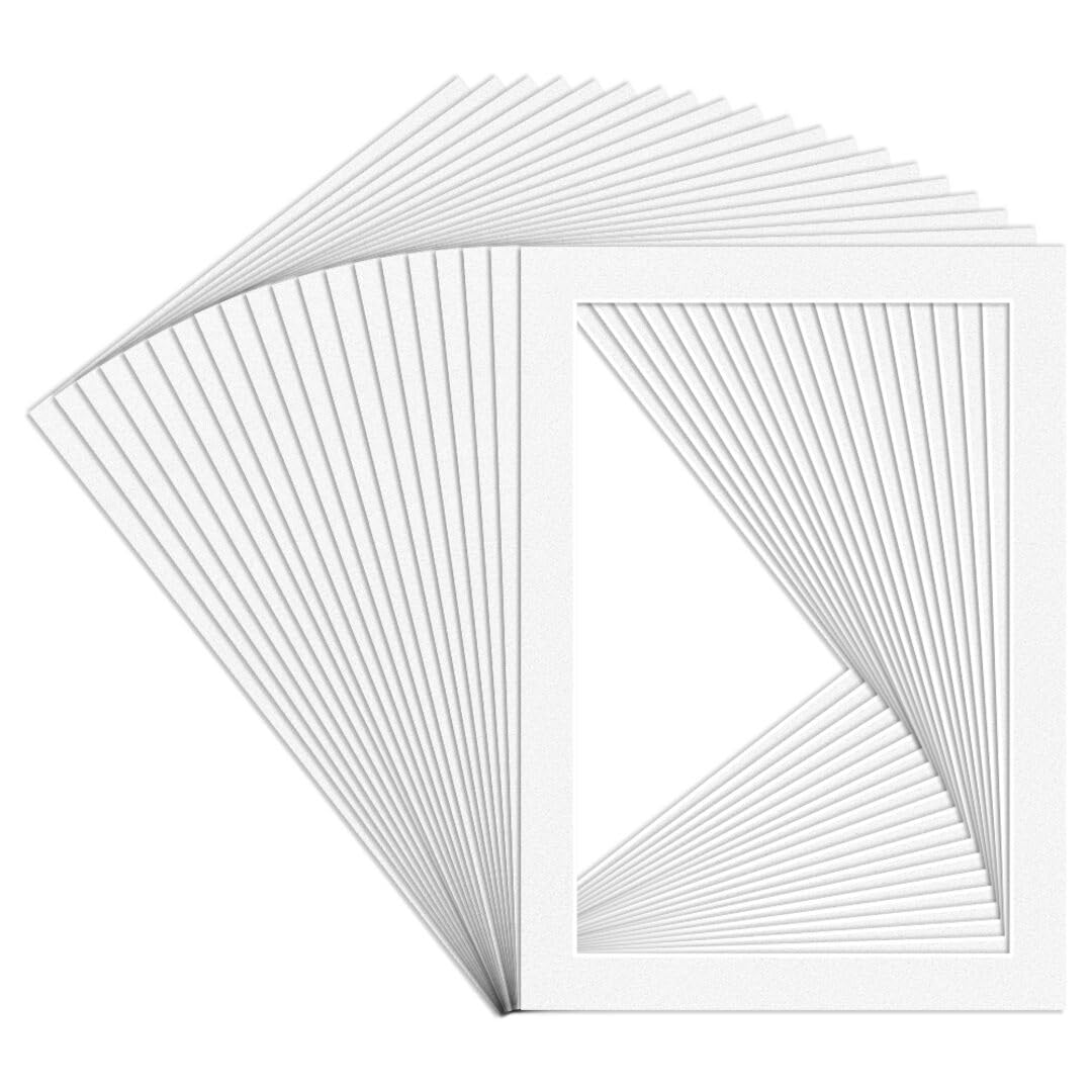 Procut Global 50x70cm White Picture Mounts Board to Fit 40x60cm Aperture Size - Photo Mount Card Ideal for Prints, Artwork, Crafts & Certificates - Sizes & Colors Available - Pack of 20 — image 1