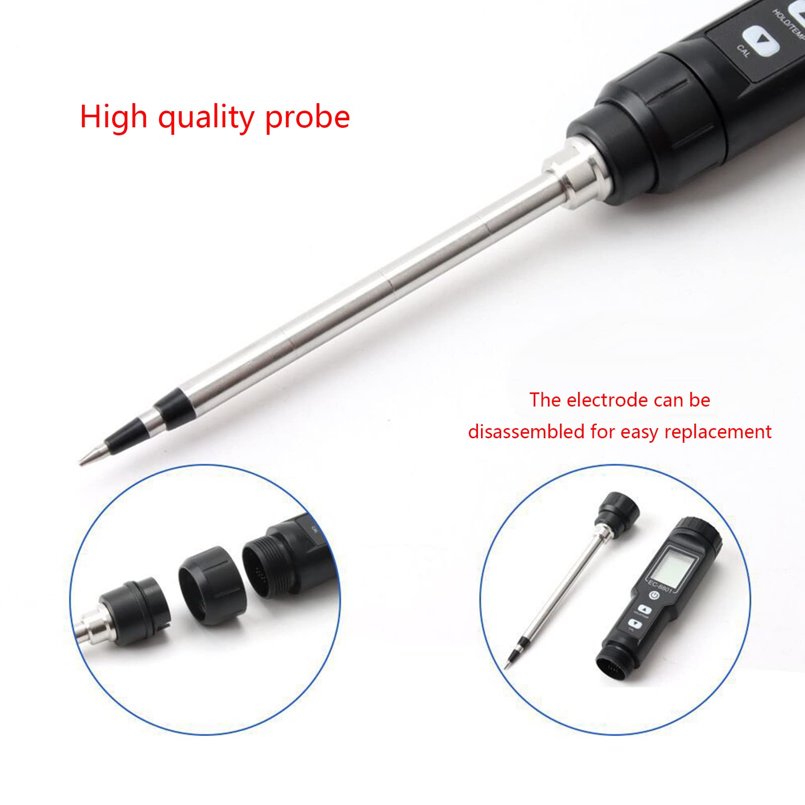 Medidor de salinidad del suelo con sonda larga, higrómetro profesional para macetas grandes, higrómetro agrícola, higrómetro para humidor de puros, termómetro de humedad interior y suelo Ec