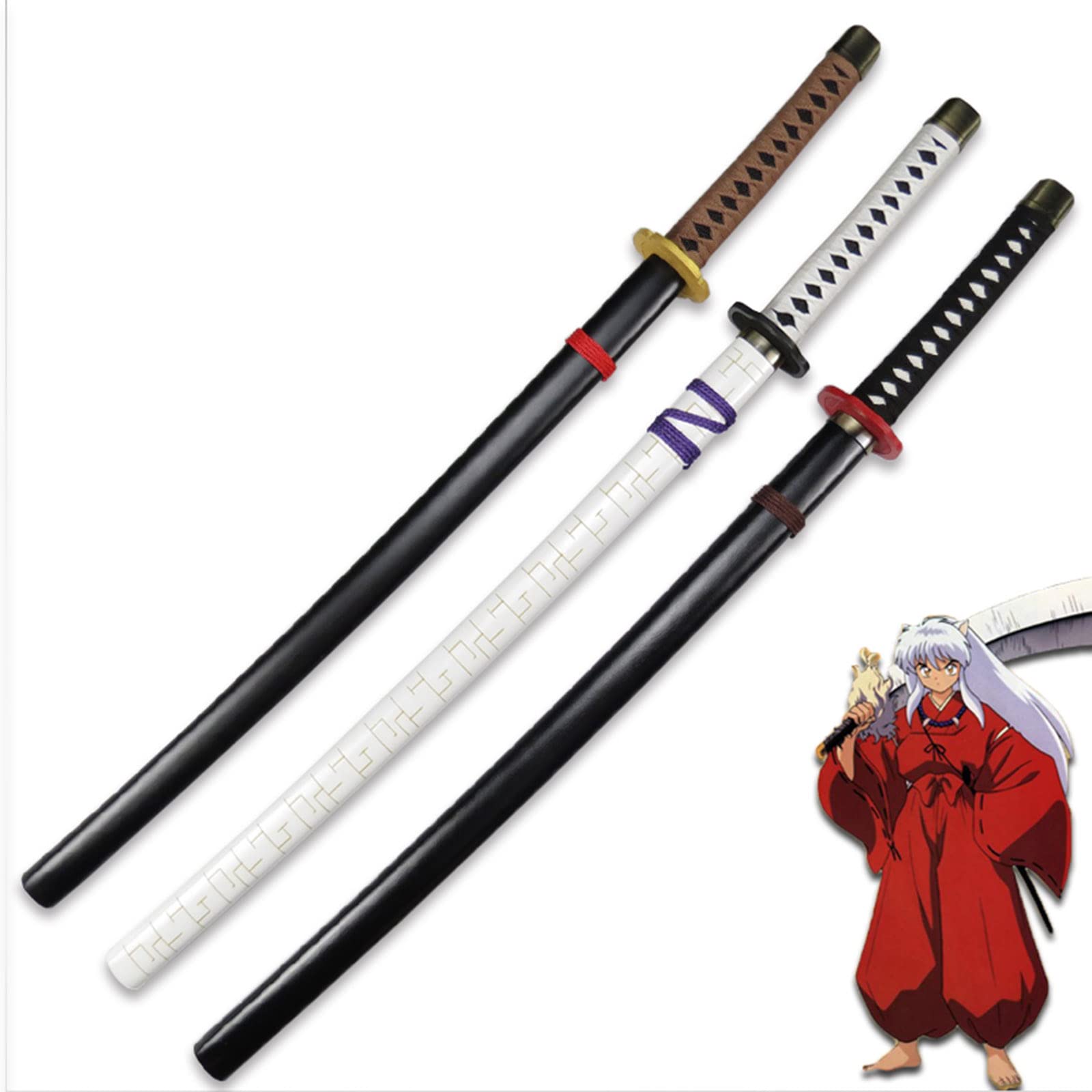 Katana, Coltello in Legno di Simulazione, Arma Interamente in Inuyasha, Oggetti Scena for Armi da Spettacolo Animazione Giapponese, Collezione Cos