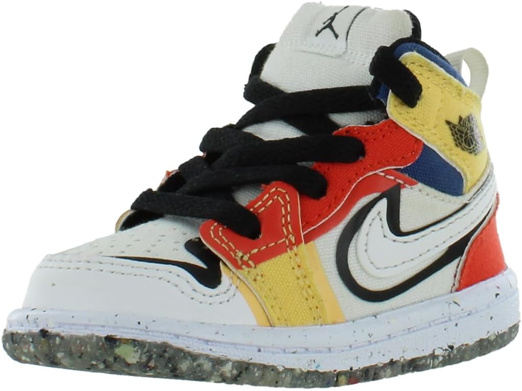 Jordan 1 Mid SE Infant/Toddler Shoes Size 4, Color: White/Black/Picante Red-Multi-Colored