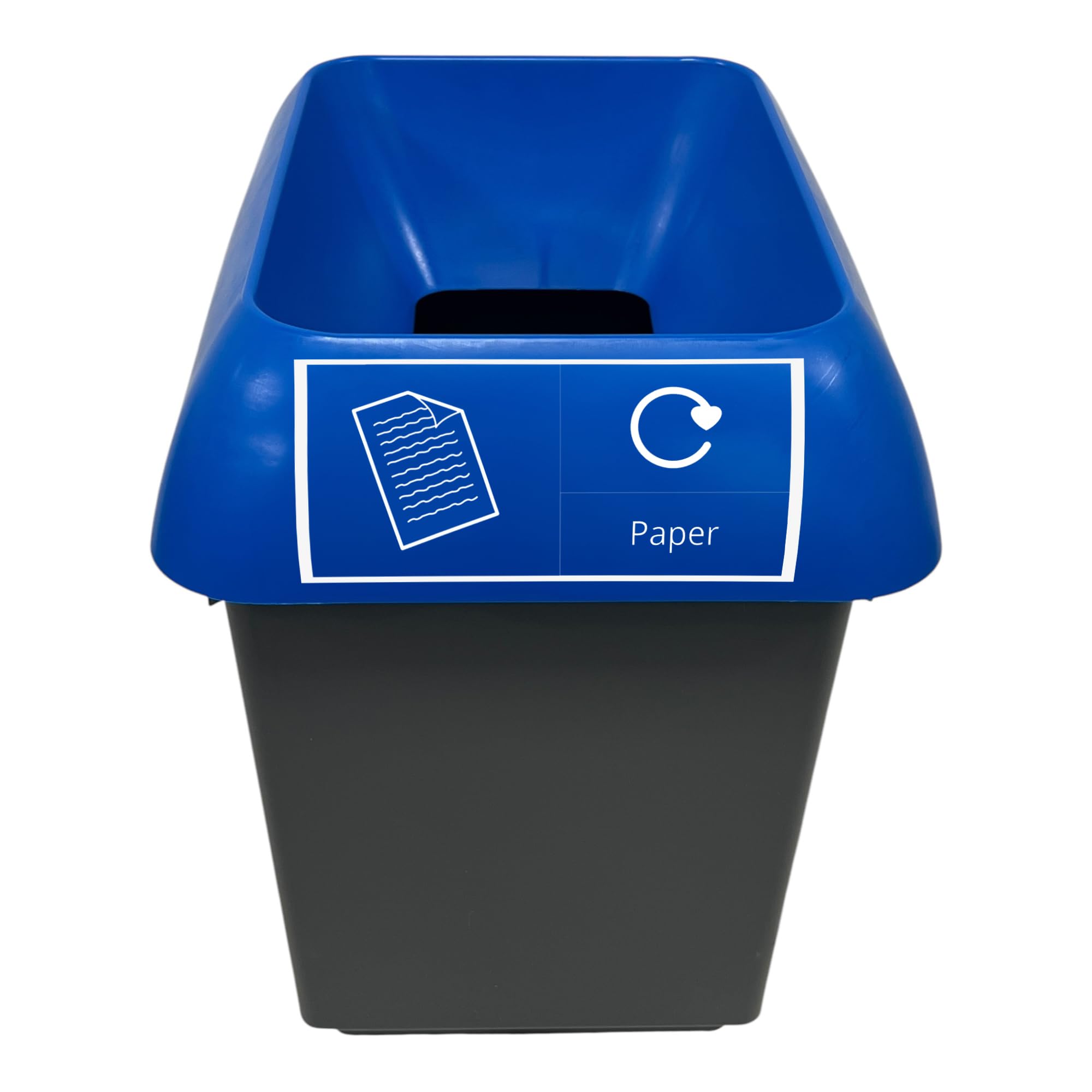 Chabrias 30 Litre Blue Lid & Paper Logo Recycling Bin – UK Made 100% Recycled Plastic Colour Coded Simpler Recycling Options — image 1