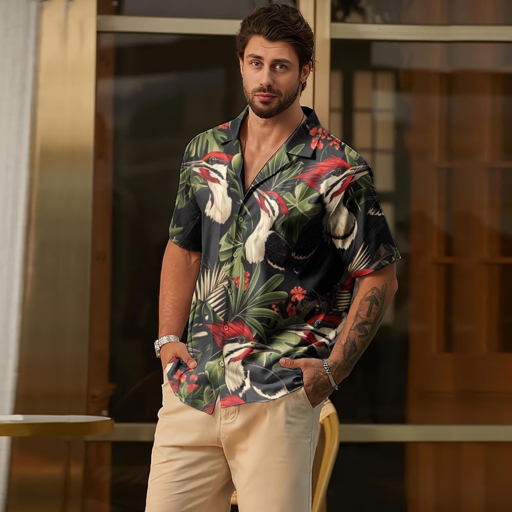HYPEWAVE Perrot Hawaiian Shirt Button Down Short Sleeves Unisex XS-5XL Tropical Holiday Beach Shirts