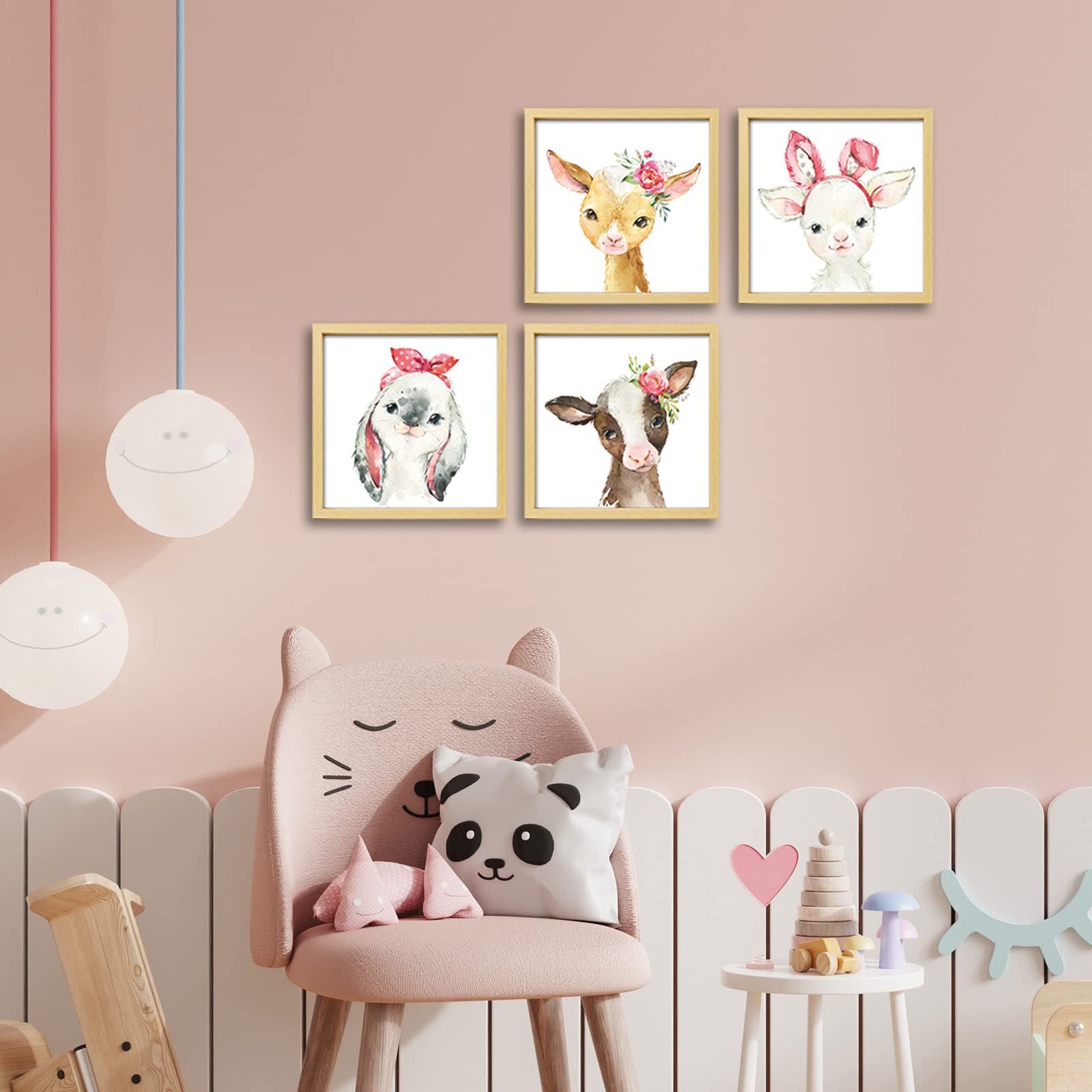 Pink Printable Above Crib Wall Decor ArtbyHannah 4-Pack Kids