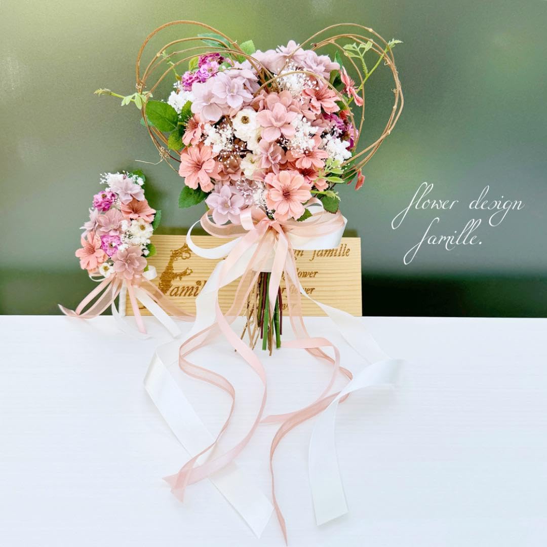 Amazon.co.jp: ハート型プリンセスリースブーケ&ブートニア大人可愛い  