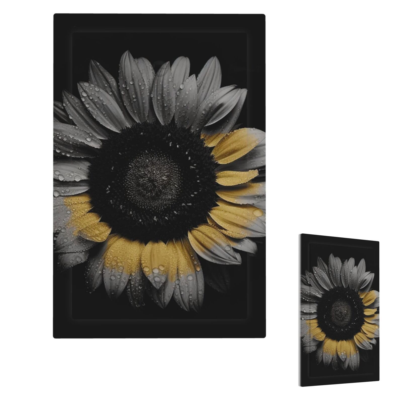 Aceprints Single Blank Sunflower Black Wall Plate Cover Modern Decorative Light Switch Cover Unbreakable Receptacle Outlet Covers For Living Room Bedroom Decor