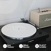 Vista 3 de Tapete para Tocadiscos de Acrílico para Tocadiscos de Vinilo Antiestático con Bajo Más Fuerte y Definido, Blanco