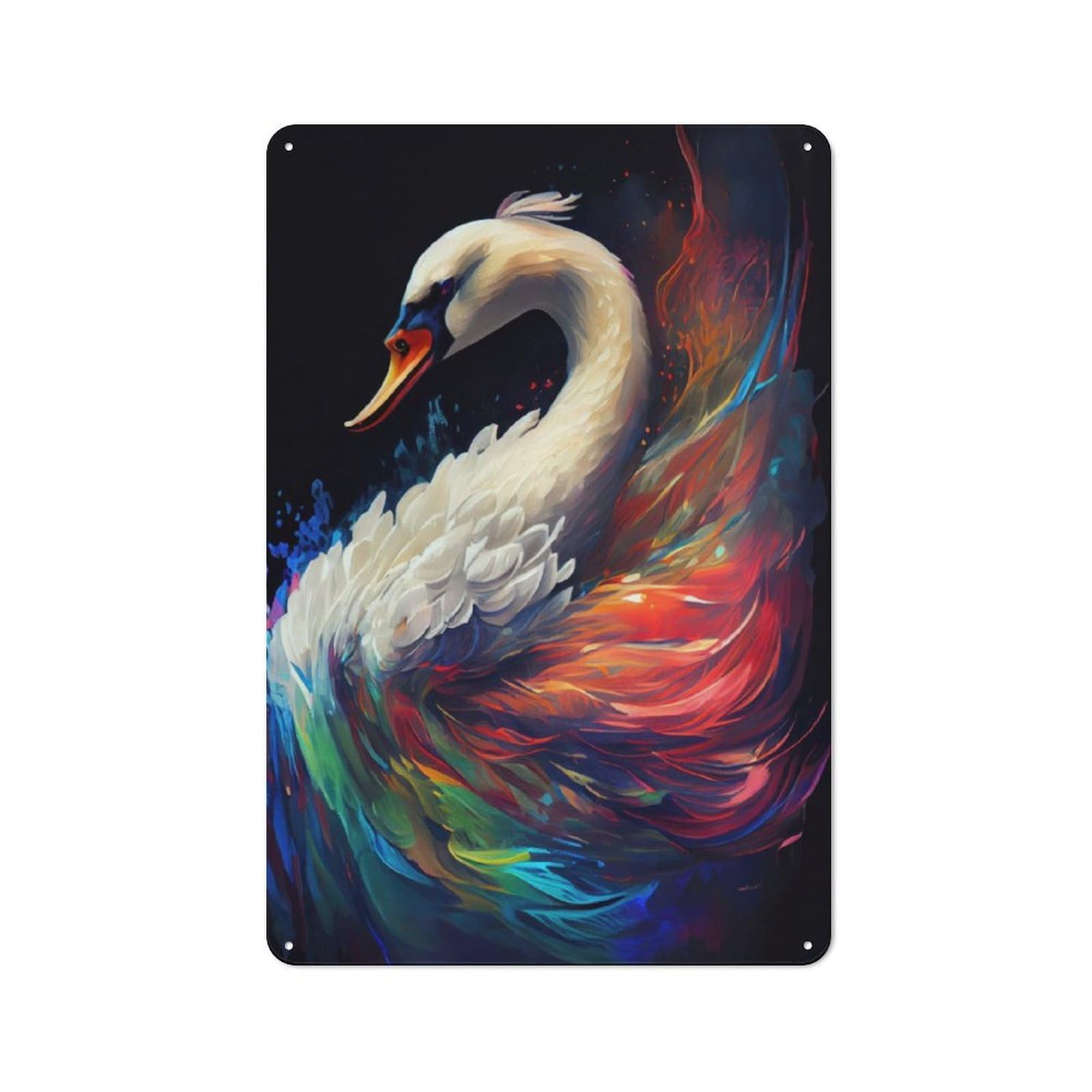 Junmoney The Proud Swan Tin Wall Plaque 30X20cm With For Hallway Wall, With Clear Retro Wall Decor Character