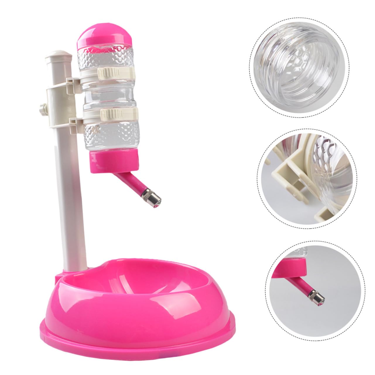 NOLITOY Dispensador de Agua Automático para Mascotas Comedero Ajustable de Altura Material PP y PVC Duradero Desmontable para Limpieza Fácil Bebedero y Comedero 2 1 Color Rosa Fucsia