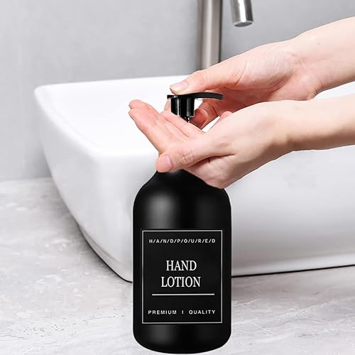 Miniatura 6 de Paquete de 4 botellas dispensadoras de jabón de 16.9 onzas, botella de jabón con tapa de bambú con bomba antioxidante, dispensadores de jabón para