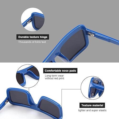 Miniatura 5 de Karsaer Vision - Gafas de sol grandes y gruesas con marco cuadrado para mujeres y hombres, estilo retro de los años 90, lentes de sol vintage a la