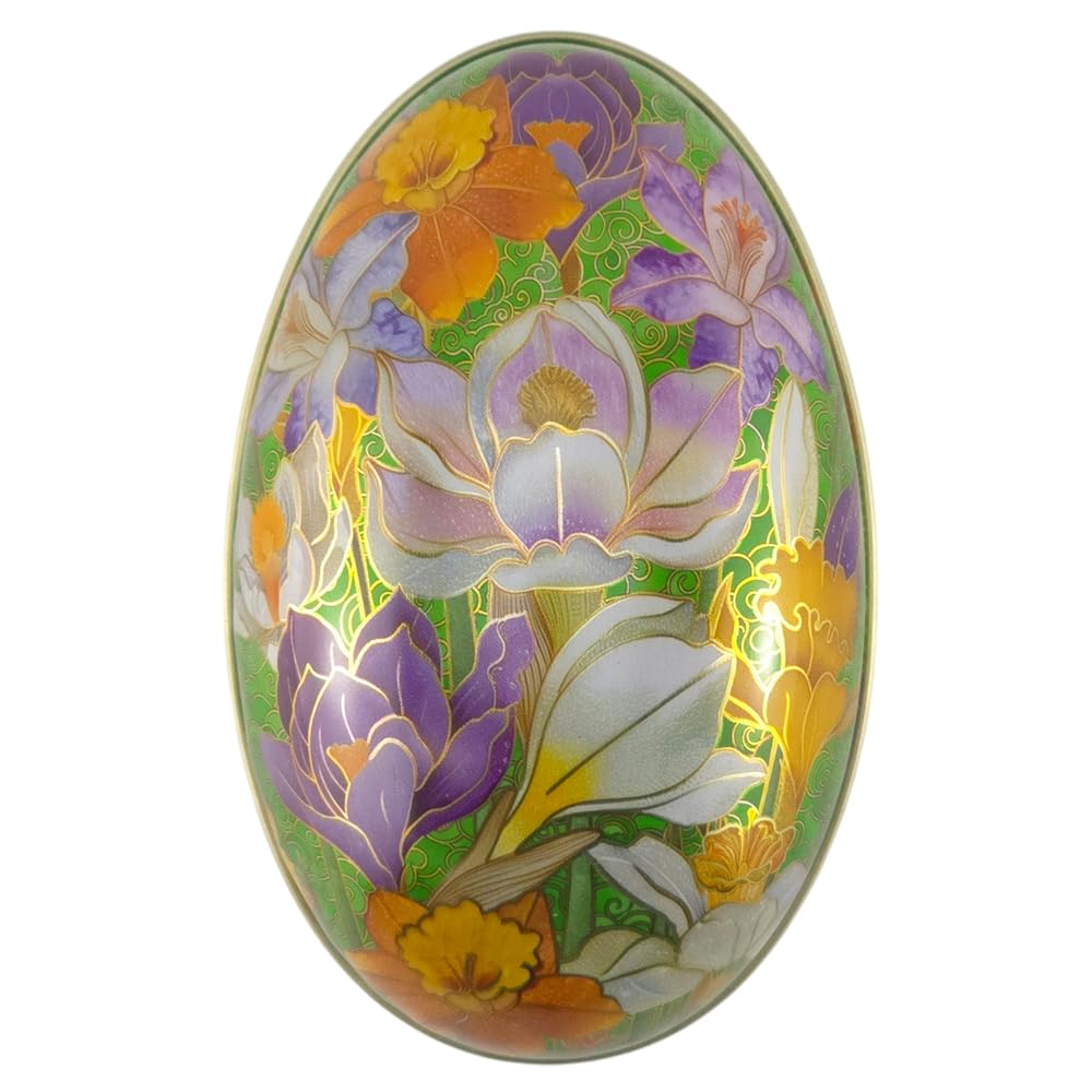 That's Crackers Green Cloisonne | Two Part Easter Egg | Fillable Tin | Flat Bottomed | 11cm