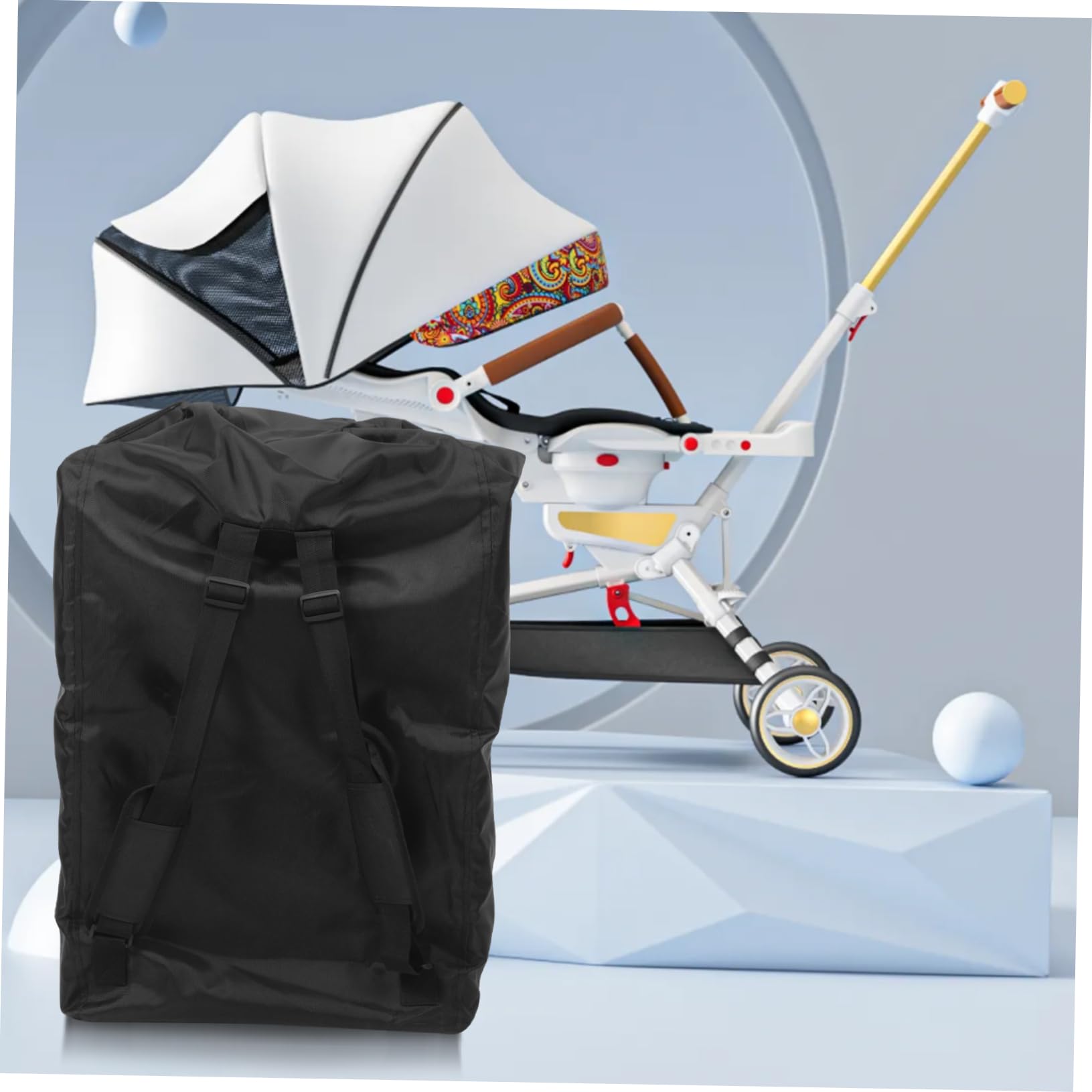De Voyage Pour Poussette Housse De Siège Auto De Transport Pour Poussette Poche Zippée Poche Latérale Pour Bouteille Eau