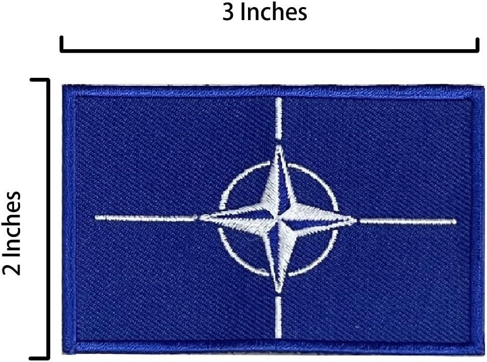 A-ONE Armband NATO Military Embroidered Patch + NATO Shield Flag Hot Leathers Patch, Atlantic Treaty Organization Flag Embroidered, Iron on Patch for Clothes, Dresses NO.422+423