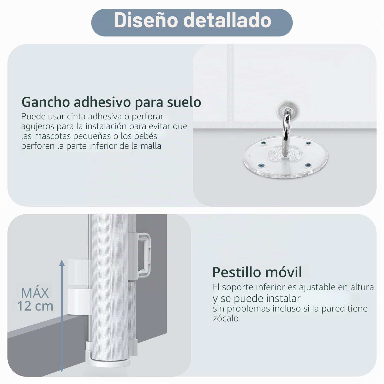 Puerta Seguridad Bebé Extensibles, 140cm Barrera Seguridad Niños Escalera Retráctil para Escaleras, Pasillos, Interiores y Exteriores Blanco