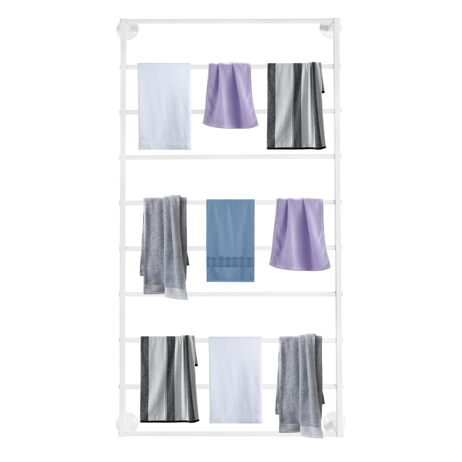NeNchengLi Wall Mounted Scarf Rack 10 Tier Scarf Display Stand White Metal Scarf Holder Organizer Rack Commercial Clothing Flower Store Wall Mounted Ribbon Storage Rack for Towel Scarf Ribbon