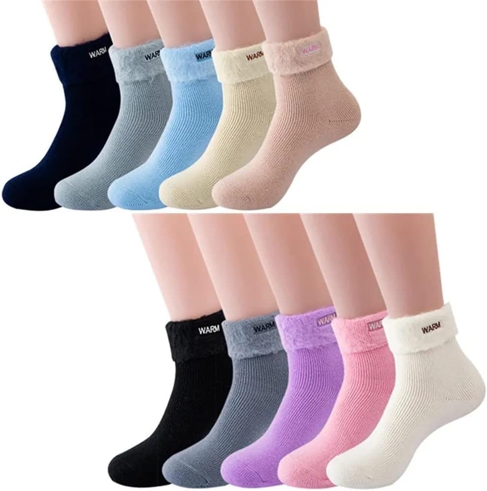 VIDI Socks Brushed Thickened Plush Warm Soft Cozy Thermal for Woman Lady Girl Hosiery Women's Home