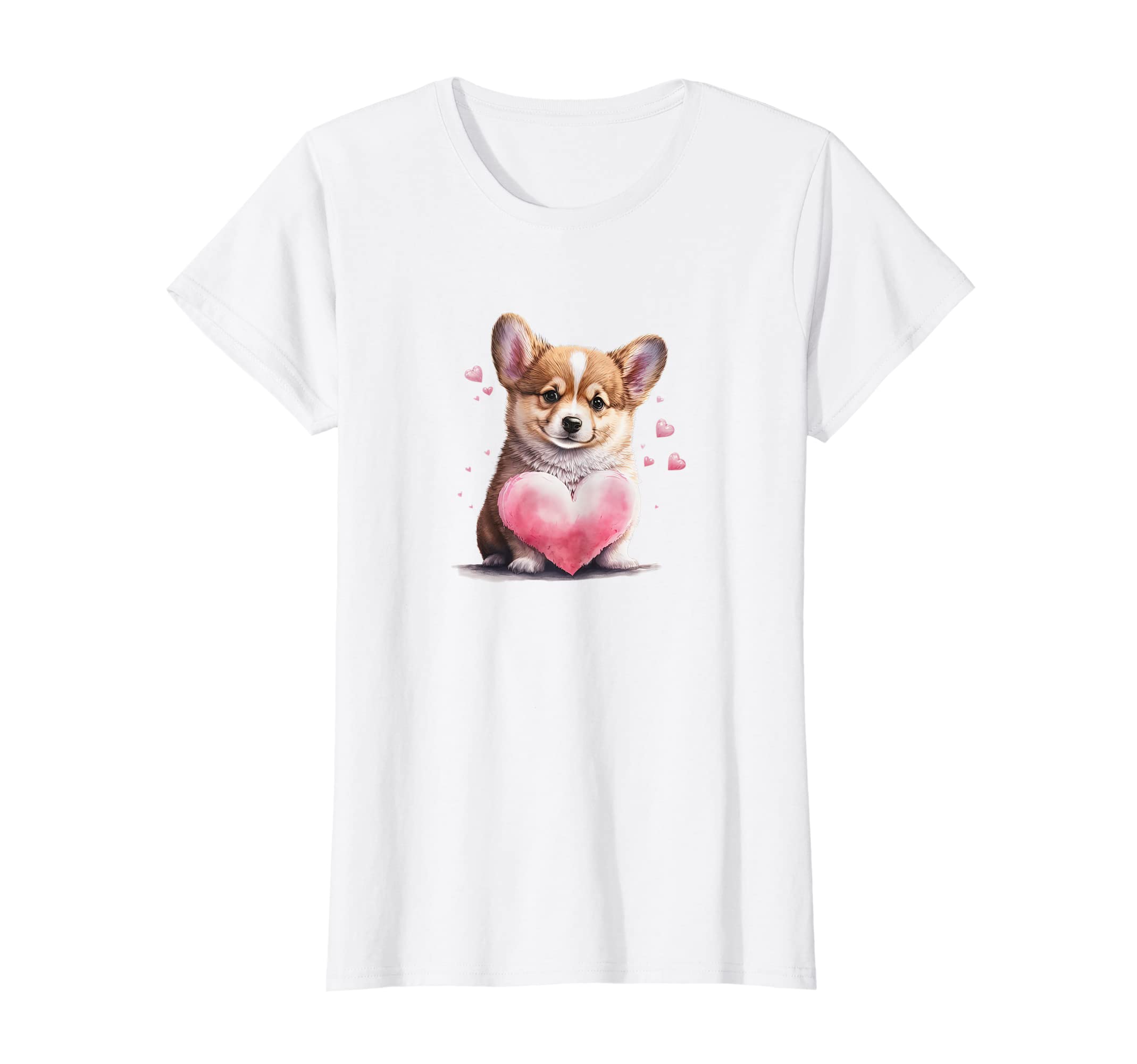 Easily Distracted by DogsPembroke Welsh Corgi with Hearts, Women Kids Corgi Dog Lover T-Shirt