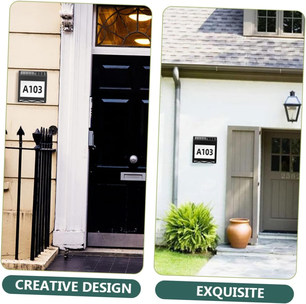 Solar Powered Address Sign with Design Outdoor Lighted Number Plaque for Homes Easy to Install Solar Light for House Address Marking Suitable for Patios and Gardens