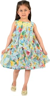 Nautinati Girls Fit & Flare Printed Dress with Ruffle Detailing | Age 0-6 Years Price In India