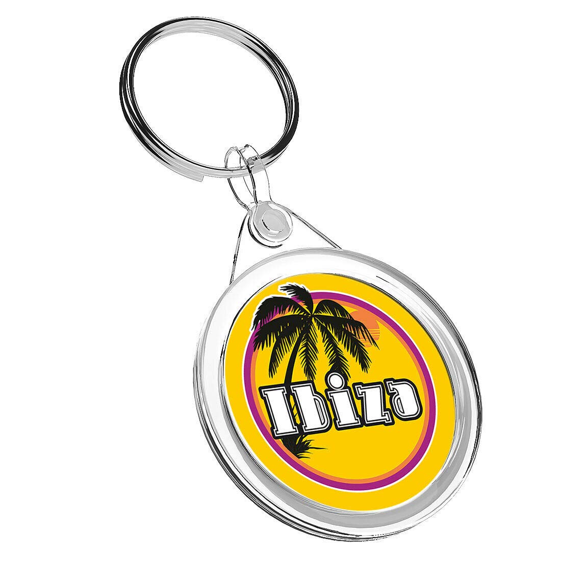 Destination Vinyl Keyrings Unisex Kids Multi 1 X Ibiza Sunset Coconut Tree - Keyring Ir02 Mum Dad Kids Birthday #7120
