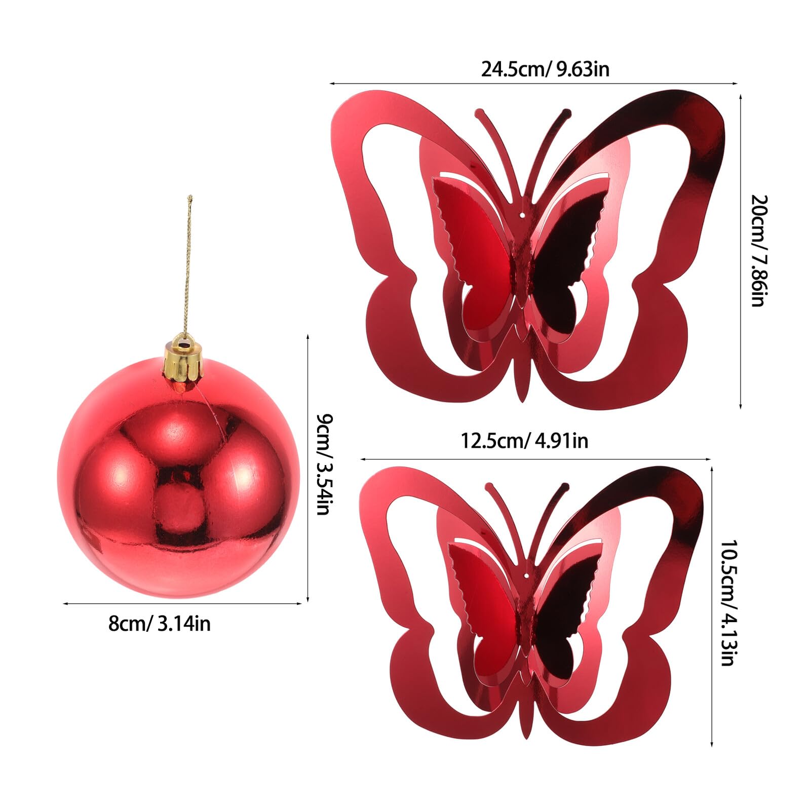 Set Decorativo 17 Pezzi Farfalle e Palline Luminose da Appendere Ornamenti Sospesi per Soffitto e Pareti Decorazioni Primaverili Romantiche per Feste e Anniversari